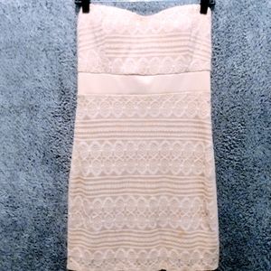 Cream lace embroidered mini dress